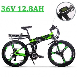 RICH BIT Bici eBike_RICHBIT 860 Bici elettrica Pieghevole 17 x 26 Pollici Mountain Bike 250 W 36V 12.8AH ebike (Verde)