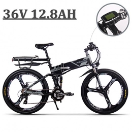 RICH BIT Bici eBike_RICHBIT 860 Uomini Bici elettrica Pieghevole 17 x 26 Pollici Mountain Bike 250 W 36V 12.8AH ebike (Grigio)