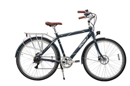 Generic Bici Eke E-Bike da uomo 28" – Bicicletta elettrica per adulti, 7 velocità, 36 V, 7 Ah, batteria Citybike (M, Denim Blue Art + QR Tim)