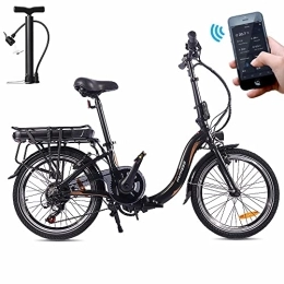 Fafrees Bici Fafrees Bicicletta elettrica 20F054 20 pollici, batteria 36 V / 10 Ah, pieghevole, 7 marce, 250 W, City e-bike con app, colore nero