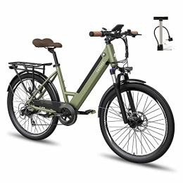 Fafrees Bici Fafrees Bicicletta elettrica F26 Pro, 26", 250 W, 36 V, 10 Ah, Shimano a 7 marce, Bici elettrica degli Emirati Arabi Uniti per adulti, supporto mobile APP, verde