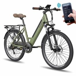 Fafrees Bici elettriches Fafrees Bicicletta elettrica F26 Pro 26 Pollici con APP, Batteria Rimovibile Integrata 36 V / 10 Ah, Display LCD, 250 W Bicicletta Elettrica Urbano per Adulti Uomo Donna, Verde