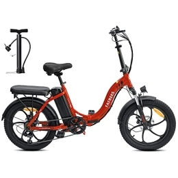 Fafrees Bici Fafrees F20 Bicicletta elettrica pieghevole da 20 pollici, con batteria da 36 V 15 Ah, per pendolari E-bike da donna, 250 W, max. 25 km / h, mountain bike da uomo, 150 kg, Shimano 7S Pedelec, rosso