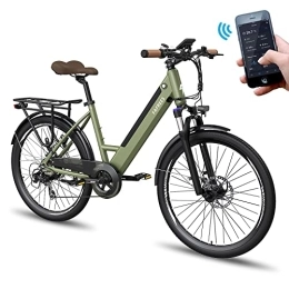 Fafrees Bici Fafrees F26 Pro Urban Bicicletta elettrica, 26 pollici, con app, da donna, City Ebike 250 W, bicicletta elettrica Pedelec da uomo, 120 kg, 36 V / 10 Ah, bicicletta olandese 25 km / h, bicicletta elettrica