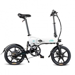 Fiido Bici FIIDO D2S Bicicletta elettrica pieghevole, 16", 60 km, in lega di alluminio, portatile, pieghevole, per esterni, per bicicletta, 36 V, 7, 8 Ah, 25 km / h (bianco)
