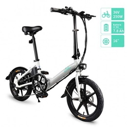 Fiido Bici elettriches FIIDO D3 Ebike, Bici elettrica Pieghevole con Faro LED per Adulti, Biciclette elettriche Anteriori e Posteriori a Disco da 250 W 5.2Ah / 7.8Ah (Bianco, 7.8Ah)