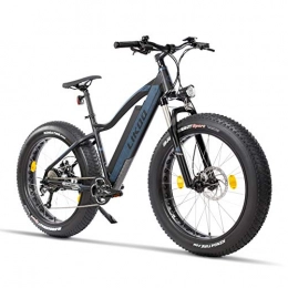 Fitifito Bici Fitifito, fatbike elettrica FT26 con pedalata assistita, motore di coda, batteria ricaricabile da 36 V 250 W, copertoni Kenda 26 x 4; colore: nero opaco e grigio, nero turchese