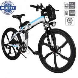 fiugsed Bici fiugsed Bicicletta a velocità Variabile da 26 Pollici per Mountain Bike Elettrica per Adulti con Batteria al Litio da 36V 8AH e Motore Potente da 250W (26 Pulgadas Blanco-Estilo 2)