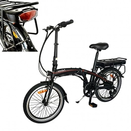 HUOJIANTOU Bici Foldable City Bike Unisex Adulto 20' Nero, In Lega di alluminio Ebikes Biciclette all Terrain Shimano a 7 velocit adatta Bici elettrica 250W 36V 10AH Batteria al Litio Bicicletta