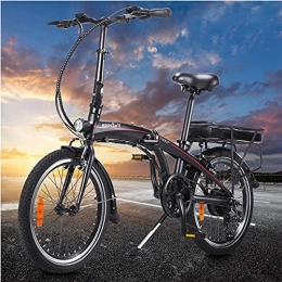 HUOJIANTOU Bici Foldable City Bike Unisex Adulto 20' Nero, Montagna-Bici per la Mens Sedile Regolabile Compatta Autonomia 45-55km velocit Massima 25 km / h 250W 48V 10AH Mountain Bike elettrica