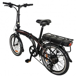 HUOJIANTOU Bici Foldable City Bike Unisex Adulto 20' Nero, Pneumatici 20" Ebike Bici elettrica per Bici 250W Batteria 36V 13Ah 468Wh Bicicletta Per Adulti E Adolescenti Carico massimo: 120 kg