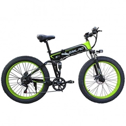 G.Z Bici elettriches G.Z Neve Bicicletta elettrica, Lega di Alluminio 4, 0 Fat Tire 26 Pollici Pieghevole Power-Assisted Mountain Bike, 350W Potente Motore, 48V10A Batteria Rimovibile 7-Speed ​​Adjustment, Black Green