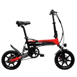 LANKELEISI Bici G100 14 pollici Bicicletta elettrica pieghevole, motore da 400W, sospensione completa, doppio freno a disco, con display LCD, Pedale Assist a 5 livelli (Black Red, 8.7 Ah + 1 batteria di ricambio)