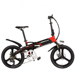 LANKELEISI Bici G660 Elite 20" Pieghevole Bicicletta a pedalata assistita, 48V Batteria al Litio, Telaio in Lega di Alluminio, Ruota Integrata, 5 Grado Assist, Pedelec (Black Red, 14.5A + 1 batteria ricambio)