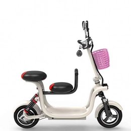 GDDYQ Bici GDDYQ Scooter Elettrico, Doppia Bicicletta elettrica Pieghevole Pieghevole Ricaricabile della Batteria al Litio di velocità Massima Regolabile 140kg della Bicicletta elettrica, White, 35km