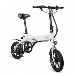 Gfone Bici Gfone E Bike Bicicletta elettrica Pieghevole a 14 Pollici Bicicletta elettrica, Bici elettrica Bici E con indicatore LED, Massimo 25 km / h, Freni a Disco Meccanico, Nero Bianco (Magazzino UE)