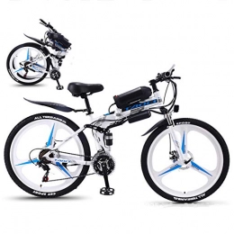 GJNWRQCY Bici GJNWRQCY 26 '' Bicicletta elettrica da Montagna Pieghevole Bicicletta per Adulti 36V 350W 13AH Batteria Rimovibile agli ioni di Litio E-Bike Pneumatico Grasso Doppi Freni a Disco Luce a LED, Bianca