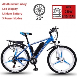 GJNWRQCY Bici GJNWRQCY Bici elettriche per Adulti, Biciclette in Lega di magnesio Ebike per Biciclette Fuoristrada, 26"36V 350W Batteria Rimovibile agli ioni di Litio Mountain Ebike, per Uomo, Blu, 10AH