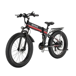 GUNAI Bici GUNAI Bici elettrica 26 pollici Pieghevole Fat Tire Snow Bike 7 velocità Mountain E-bike con sedile posteriore （Rosso）