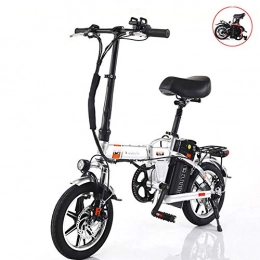 GUOJIN Bici GUOJIN 14" Bici Elettrica da Citt / Àtrekking / Mountain, Batteria Rimovibile agli Ioni di Litio da 48 V / 10Ah, Freni A Doppio Disco, Bicicletta Elettrica Pieghevole per Adulto Unisex, Argento