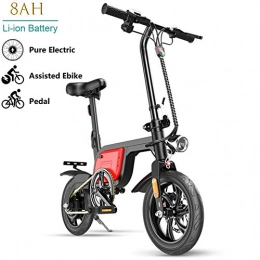 GUOJIN Bici GUOJIN Bicicletta Elettrica Pieghevole, Bici Elettrica Adulto E-Bici, Potenza 250 W, Sedile Regolabile, Compatta Portatile Bici Elettrica velocità Massima 25 Km / H, Rosso