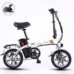 GUOJIN Bici GUOJIN Bicicletta Elettrica Pieghevole, Sedile Regolabile E-Bici, Potenza 240 W Batteria 48V10ah, Autonomia 50Km, velocità Massima 25 Km / H, Bici Elettrica per Adulti, Bianca