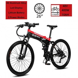 GYL Bici GYL Bicicletta Elettrica Mountain Bike Scooter Fuoristrada Famiglia per Adulti con Batteria Al Litio 48V 10Ah Lega Di Alluminio 400W 27 Velocità Adatto per Pendolarismo All'Aperto Famiglia Urbana, Ros