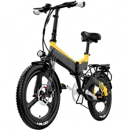 HAOYF Bici HAOYF E-Bike Pieghevole 20 * 2.4 '', Bicicletta Elettrica Impermeabile in Alluminio da 400 W con Assorbimento degli Urti, Pendolarismo Sportivo in Viaggio All'aperto, per Adulti, Giallo