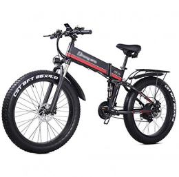 HARTI Bici HARTI Pieghevole Bici Elettrica, 1000W 48V Pieghevole Mountain Bike con Gomme Grasso 26Inch, 21 velocità Leggero E-Bike con Il Pedale del Freno A Disco Idraulico Assist