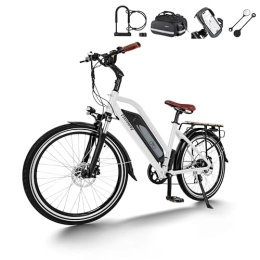 Himiway Bici elettriches Himiway City Pedelec E-Bike motore 250W donne e uomini, bicicletta elettrica città 26 pollici batteria 36V 18.2Ah, 120 km di autonomia il pendolarismo, freni idraulici, a norma CE