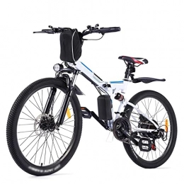 HMEI Bici elettriches HMEI Mountain Bike elettrica da 350W per Adulti, Batteria Rimovibile 36V / 8Ah, Pneumatico da 26″, Freno a Disco 21 velocità E-Bike (Colore : White)
