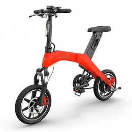 HS-QFQ Bici HS-QFQ Bicicletta Elettrica per Adulti con Batteria al Litio da 36 Pollici 7.8AH 18650 in Lega di Alluminio A velocità Massima 25Km / H per Auto Elettriche da 14 Pollici con Ciclomotore Elettrico, Red