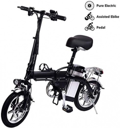 HSART Bici HSART - Mini bicicletta elettrica per adulti, pieghevole, 350 W, 48 V, 10 Ah, batteria al litio professionale, per uomini e donne, colore: nero