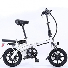 HWOEK Adulto Bicicletta Elettrica Pieghevole, con Motore da 350W 14 Pollici Citt Bicicletta Elettrica da Trekking Doppio Freno a Disco con Supporto per Telefono Cellulare,Bianca,16A