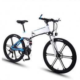 HY-WWK Bici HY-WWK Bicicletta Elettrica Pieghevole, Bicicletta Elettrica da 26 '' per Adulti da 26 'In Lega Di Alluminio con Freno a Doppio Disco Rimovibile a 36V 8Ah a 27 Velocità, Doppio Freno, Unisex, Bianco,