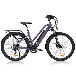 Hyuhome Bici elettriches Hyuhome Bici elettriche per adulti e uomini, da donna, 27.5" E-MTB, 36 V, 12, 5 Ah, mountain ebike, BAFANG, motore Shimano a 7 marce, freni a doppio disco per pendolari all'aperto (viola, 820 L)