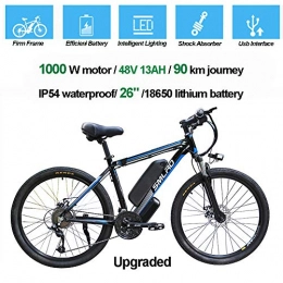 Hyuhome Bici elettriches Hyuhome Biciclette elettriche per Gli Adulti, IP54 Impermeabile 500 / 1000W Lega di Alluminio-Bici della Bicicletta 48V / 13Ah agli ioni di Litio della Bici di Montagna / Commute Ebike, Black Blue, 1000W