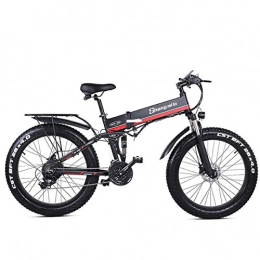 JARONOON Bici JARONOON MX01 Bicicletta elettrica Pieghevole a 26 Pollici, Motore Potente 48V 1000W, Mountain Bike, Bici grassa, Bici da Neve a pedalata assistita a 5 Livelli (Red, 500W 12.8Ah)