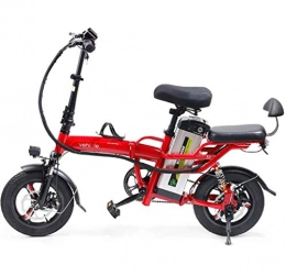 JXH Bici JXH 14 Pollici Pneumatici E-Bike 3 Equitazione modalit di 25 Km / H 22Ah Batteria al Litio, Sellino Regolabile, Doppio Disco Freni Bicicletta Elettrica per Il Pendolarismo, Rosso