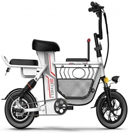 JXH Bici JXH Bici elettrica Pieghevole 12Inch 350W Bicicletta della Montagna con Rimovibile agli ioni di Litio Grande sede Cestino di immagazzinaggio e Figlio, per City Commuter, White 8a