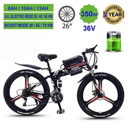 KFMJF Bici KFMJF Mountain Bike Elettrico per Adulti, Pieghevole MTB Ebikes Uomo delle Signore delle Donne, 360W 36V 8 / 10 / 13Ah all Terrain 26" Mountain Bike / Commute Ebike