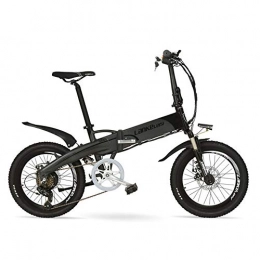 LANKELEISI Bici LANKELEISI G660 48V10Ah Batteria Nascosta ad Alta Potenza da 20"Bicicletta da Montagna elettrica Pieghevole, Telaio in Lega di Alluminio, Forcella Ammortizzata（Black Grey 10Ah）