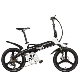 LANKELEISI Bici LANKELEISI G660 Elite 20" Pieghevole Bicicletta a pedalata assistita, 48V Batteria al Litio, Telaio in Lega di Alluminio, Ruota Integrata, 5 Grado Assist, Pedelec (Black White, 14.5A)