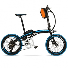 LANKELEISI Bici LANKELEISI QF600 Elite 240W 48V 12Ah Portatile 20 Pollici Pieghevole E Bike, Telaio in Lega di Alluminio Bicicletta elettrica, Entrambi i Freni a Disco (Black Blue Standard)