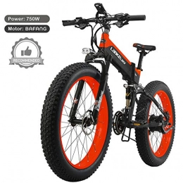 LANKELEISI Bici LANKELEISI T750plus 26'' Bici da Neve elettrica Pieghevole, Motore Bafang 750W di Alta qualità, Batteria al Litio 48V, Sistema operativo ottimizzato (Red A, 14.5Ah)