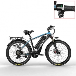 LANKELEISI Bici LANKELEISI T8 48V 400W Potente Bici elettrica Mountain Bike, Adotta Forcella Ammortizzata, Doppio Freno a Disco, Bicicletta di Assistenza al Pedale (Blue LED, 15Ah + 1 Spare Battery)