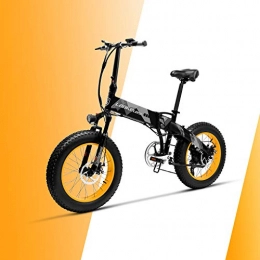 LANKELEISI Bici LANKELEISI X2000 20 × 4.0 Pollici Big Tire 48V 1000W 12.8AH Fat Tire Telaio in Lega di Alluminio Tirare Bici elettrica Pieghevole per Adulto Femmina / Maschio per Montagna / Spiaggia / Neve E-Bike (Giallo)