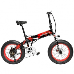 LANKELEISI Bici LANKELEISI X2000 20 Pollici Bici da Pieghevole Bicicletta elettrica 7 velocità Bici da Neve 48v 500W Motore Telaio in Lega di Alluminio 5 PAS Mountain Bike (Black Red, 10.4Ah)