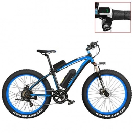 LANKELEISI Bici LANKELEISI XF4000 Mountain Bike elettrica da 26 Pollici, 4.0 Pneumatici Grassi, Bici da Neve, Batteria al Litio 48V, Bicicletta a pedalata assistita (Blue-LED, 500W)