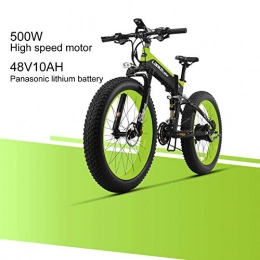 LANKELEISI Bici LANKELEISI XT750 Plus 48V10AH 500W Motore Nuovo onnipotente Potente Bici elettrica 26 '' 4.0 all'Ingrosso Tiro Ebike 27 velocità Neve MTB Pieghevole Bici elettrica per Adulto Femmina / Maschio (Verde)